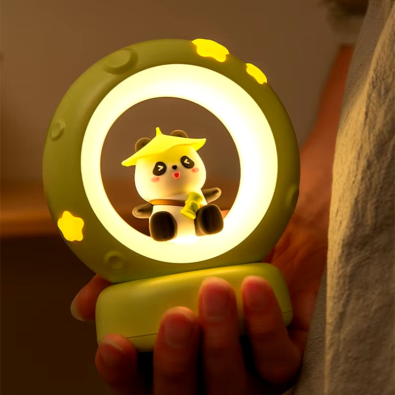 LED Night Light Panda Astronaut Bedside Sleeping Night Lights USB Charging Silicone Children Gife Eye Protection Lamp Lighting