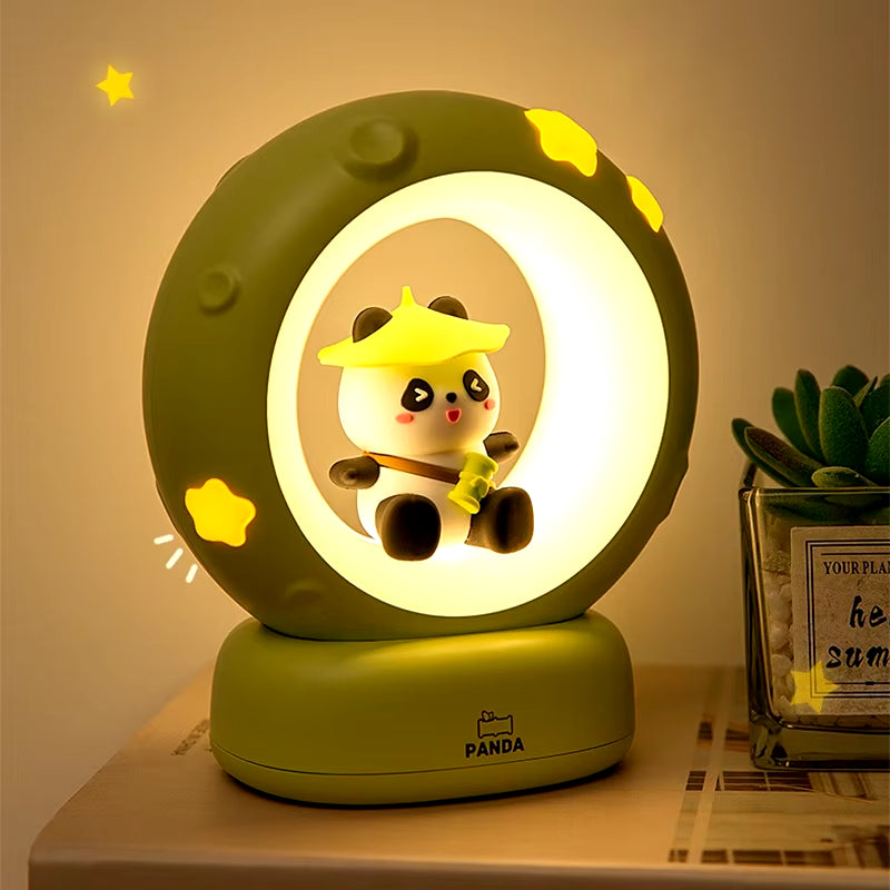 LED Night Light Panda Astronaut Bedside Sleeping Night Lights USB Charging Silicone Children Gife Eye Protection Lamp Lighting