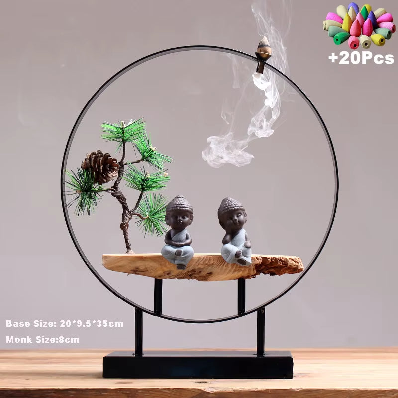 +20Cones Zen Buddha Incense Burner Incense Stick Holder Handmade Iron Incense Censer Sandalwood Incense Base Incense Cones Stand